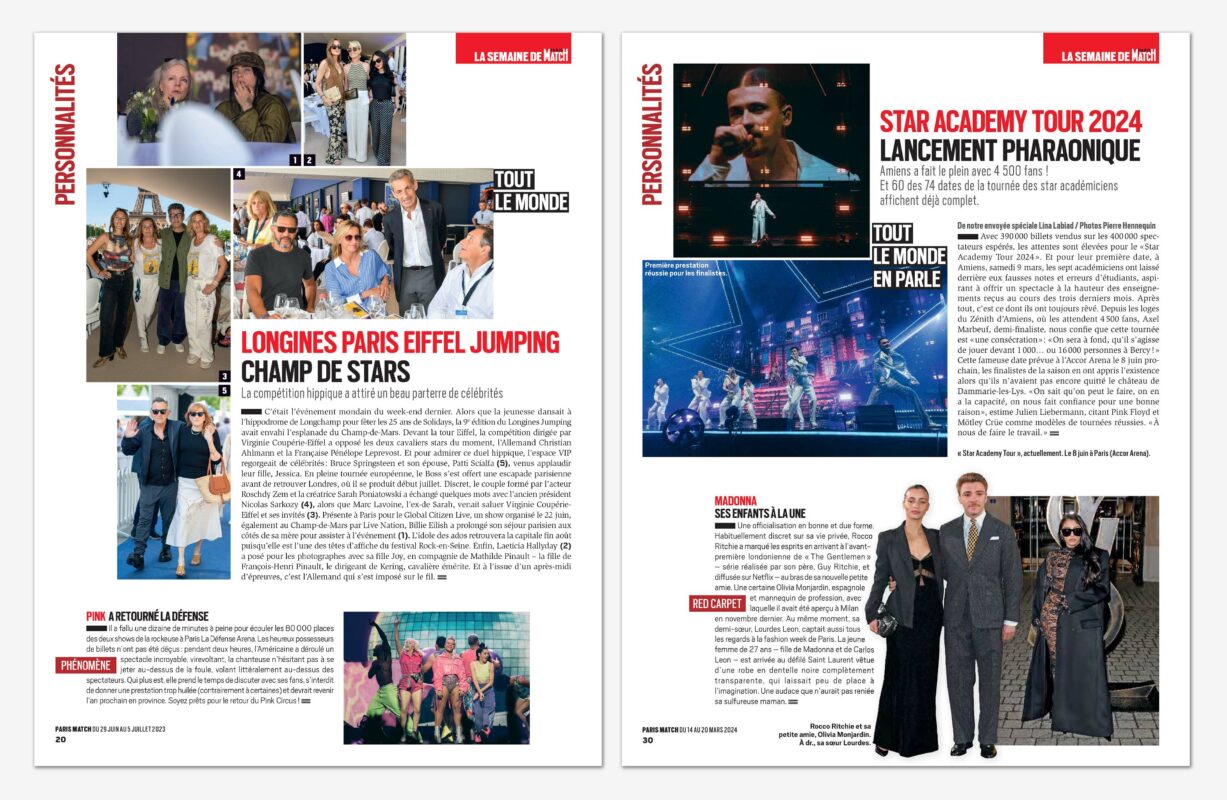 Paris Match – P!NK and Star Academy Tour 2024